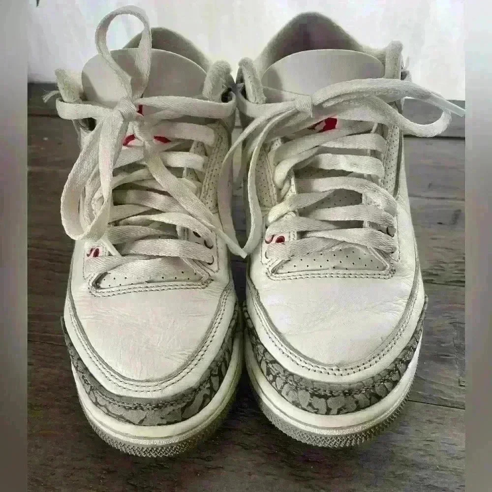 Nike Air Jordan 3 Reimagined Retro White Cement Lace Up Sneaker Kids 4 - Picture 6 of 11